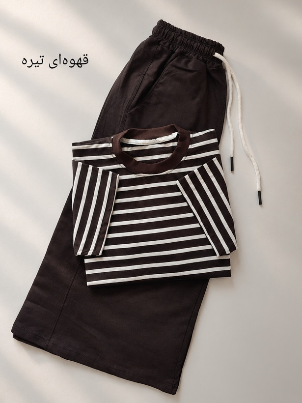 ست تیشرت باکسی شلوار واید لگ کد 163